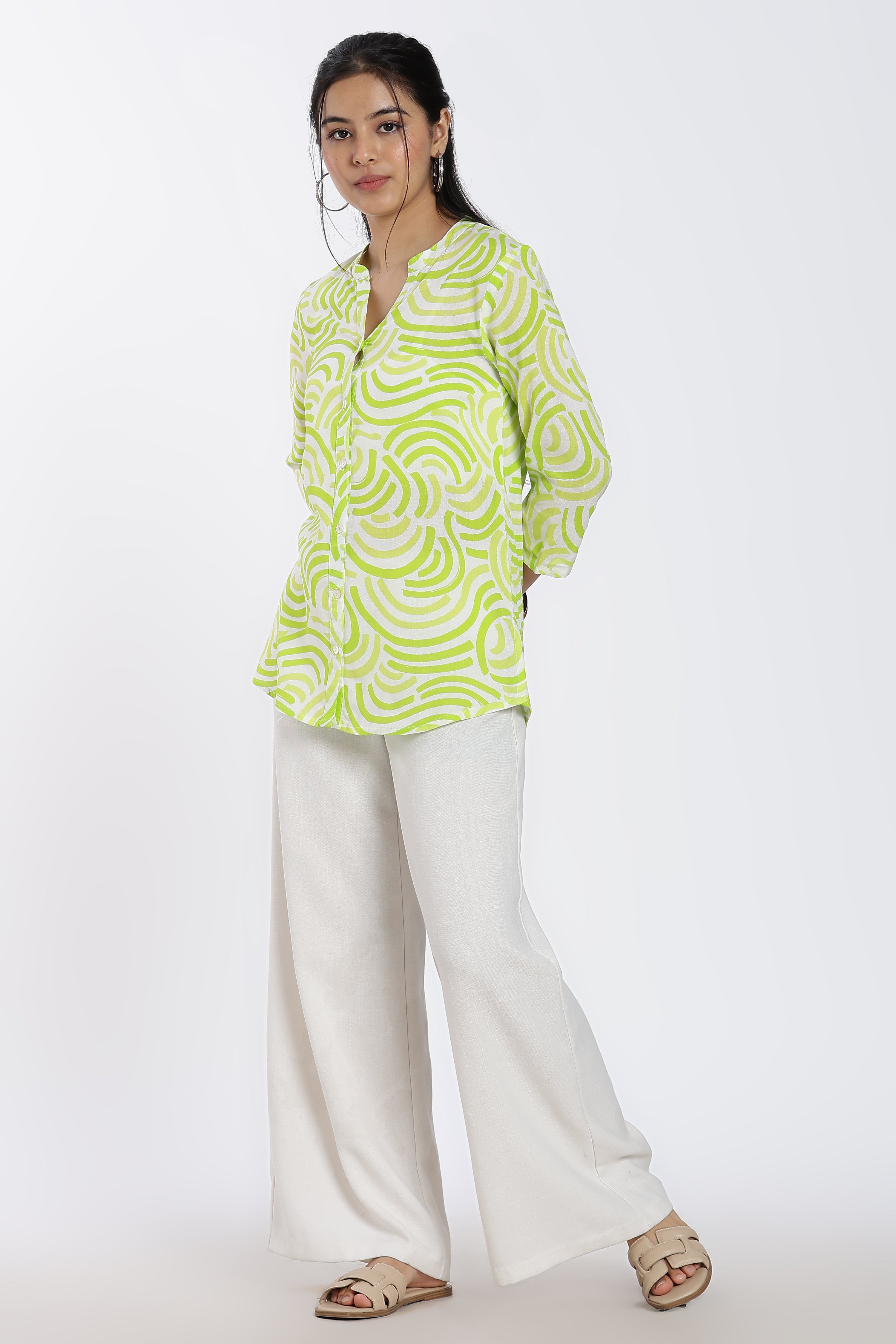 Lime Abstract Regular Fit Tunic for Women - Image 6