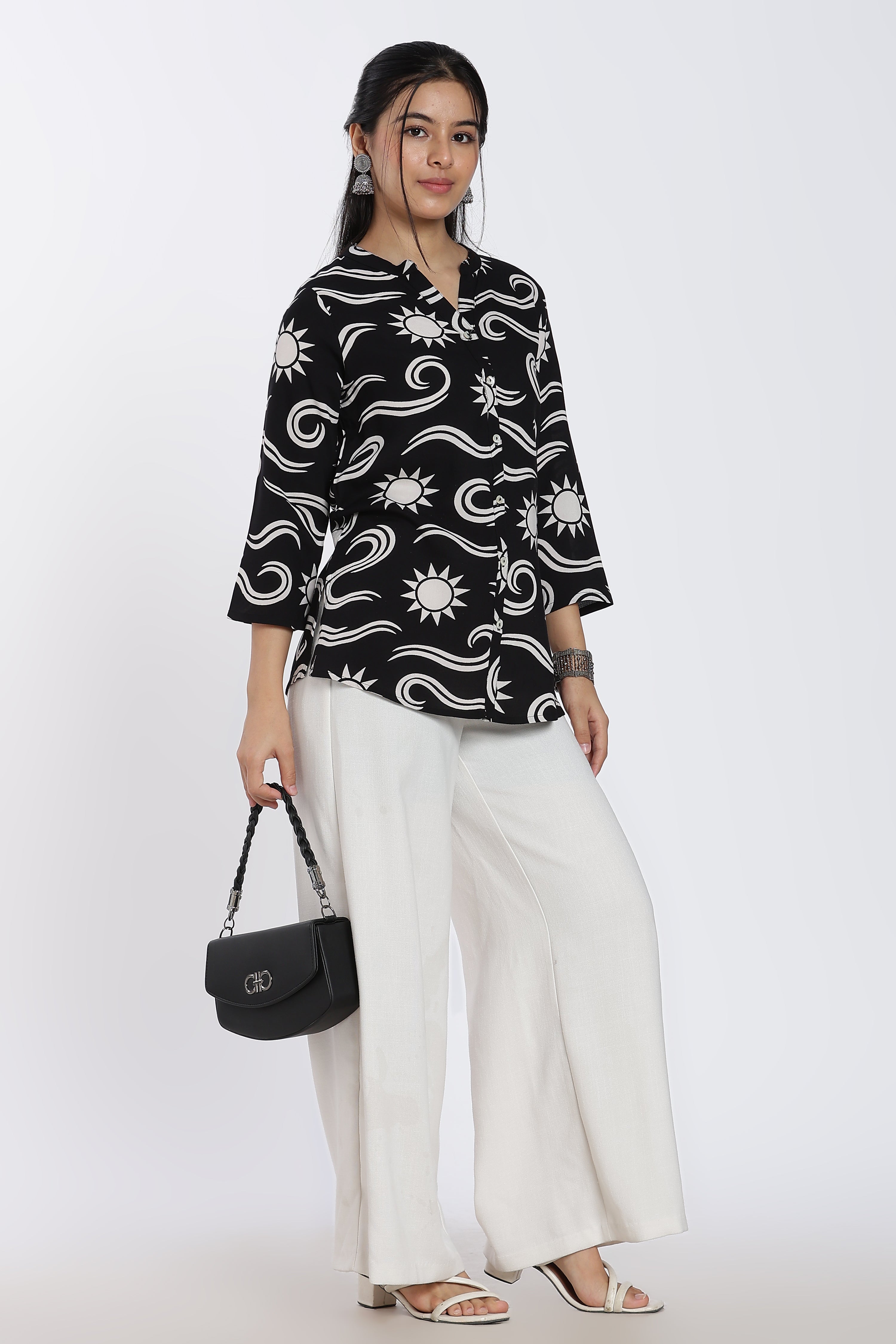 Black Conversational Regular Fit Tunic for Women - Image 6