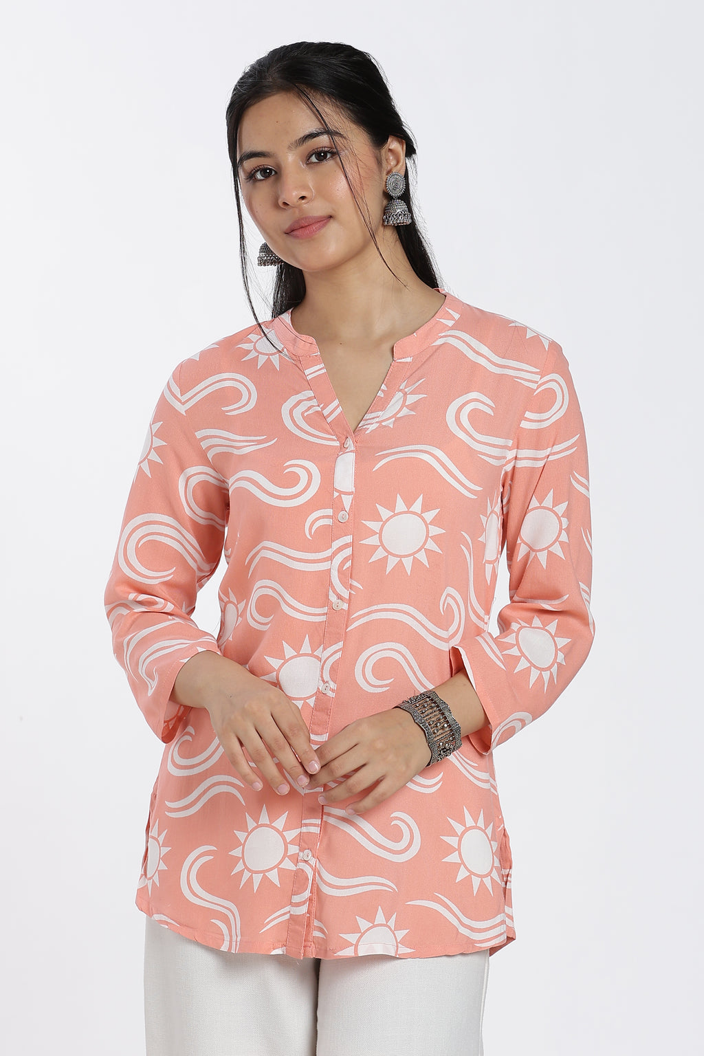 Orange Conversational Regular Fit Tunic for Women - Image 2