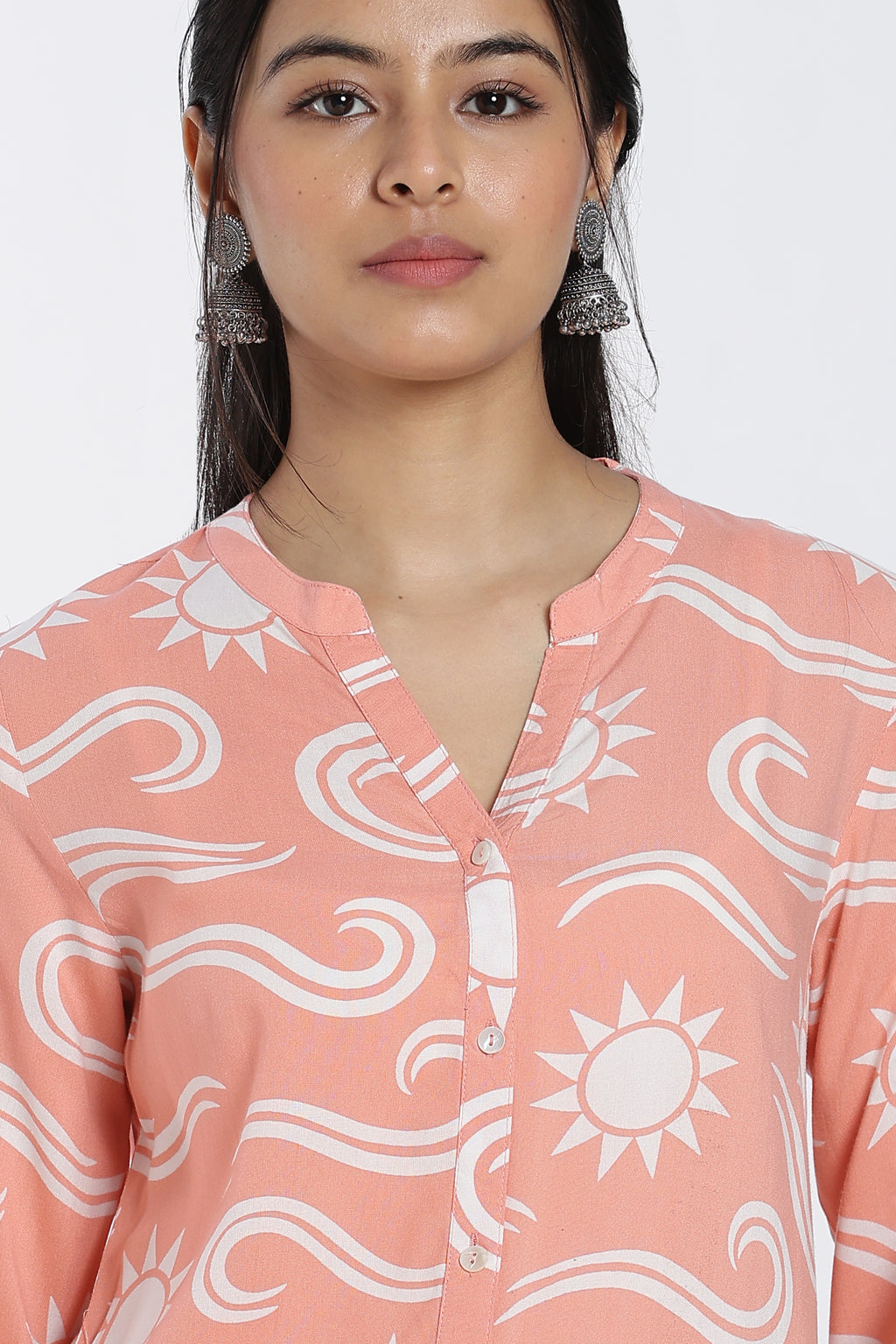 Orange Conversational Regular Fit Tunic for Women - Image 3