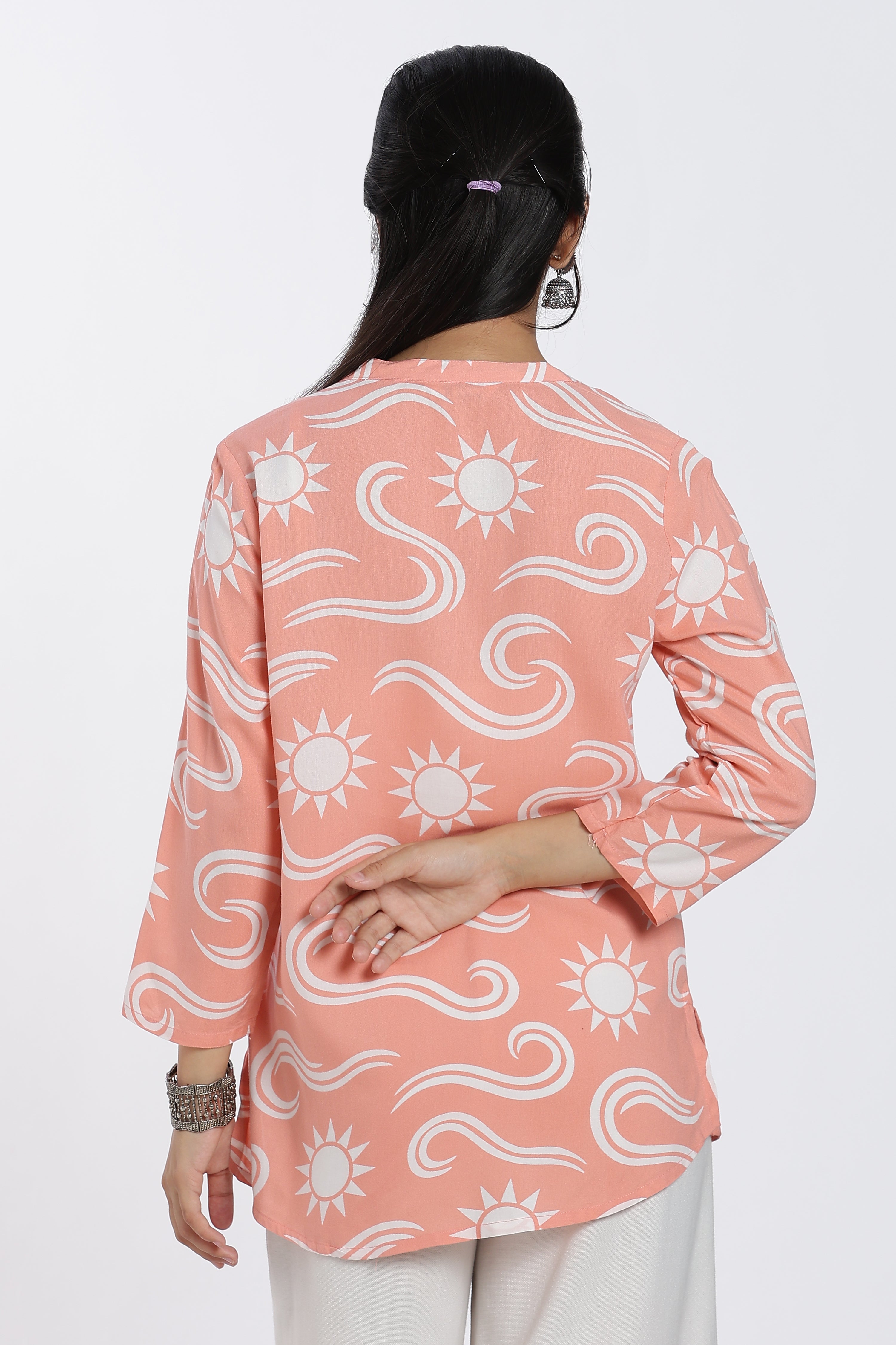 Orange Conversational Regular Fit Tunic for Women - Image 5