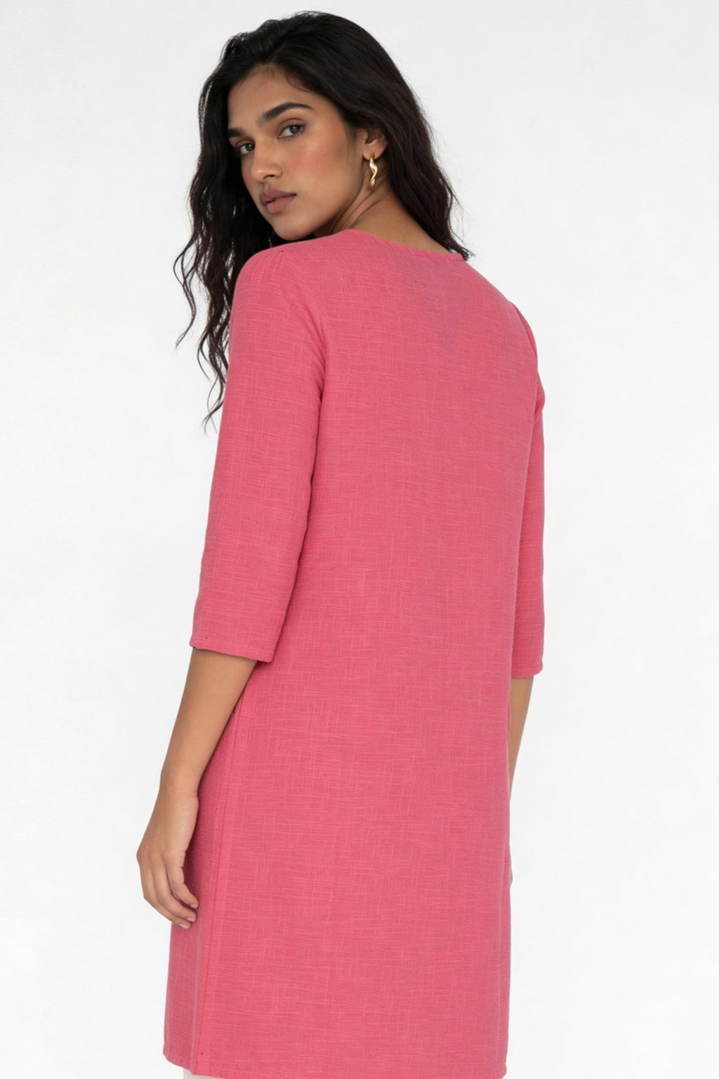 Pink Embroidered V-Neck Kurta for Women - Image 5