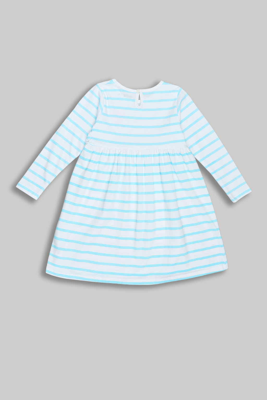 White Striped Regular Fit Dress for Girls - Image 2