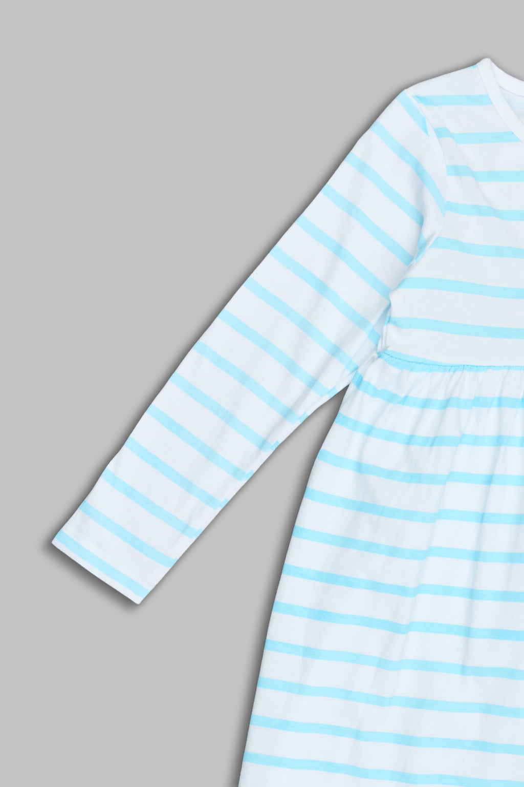 White Striped Regular Fit Dress for Girls - Image 4