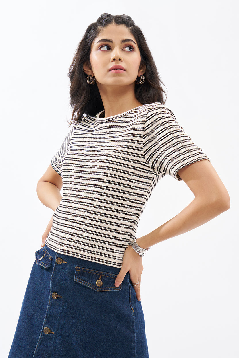 Black Striped Top for Women - Image 4