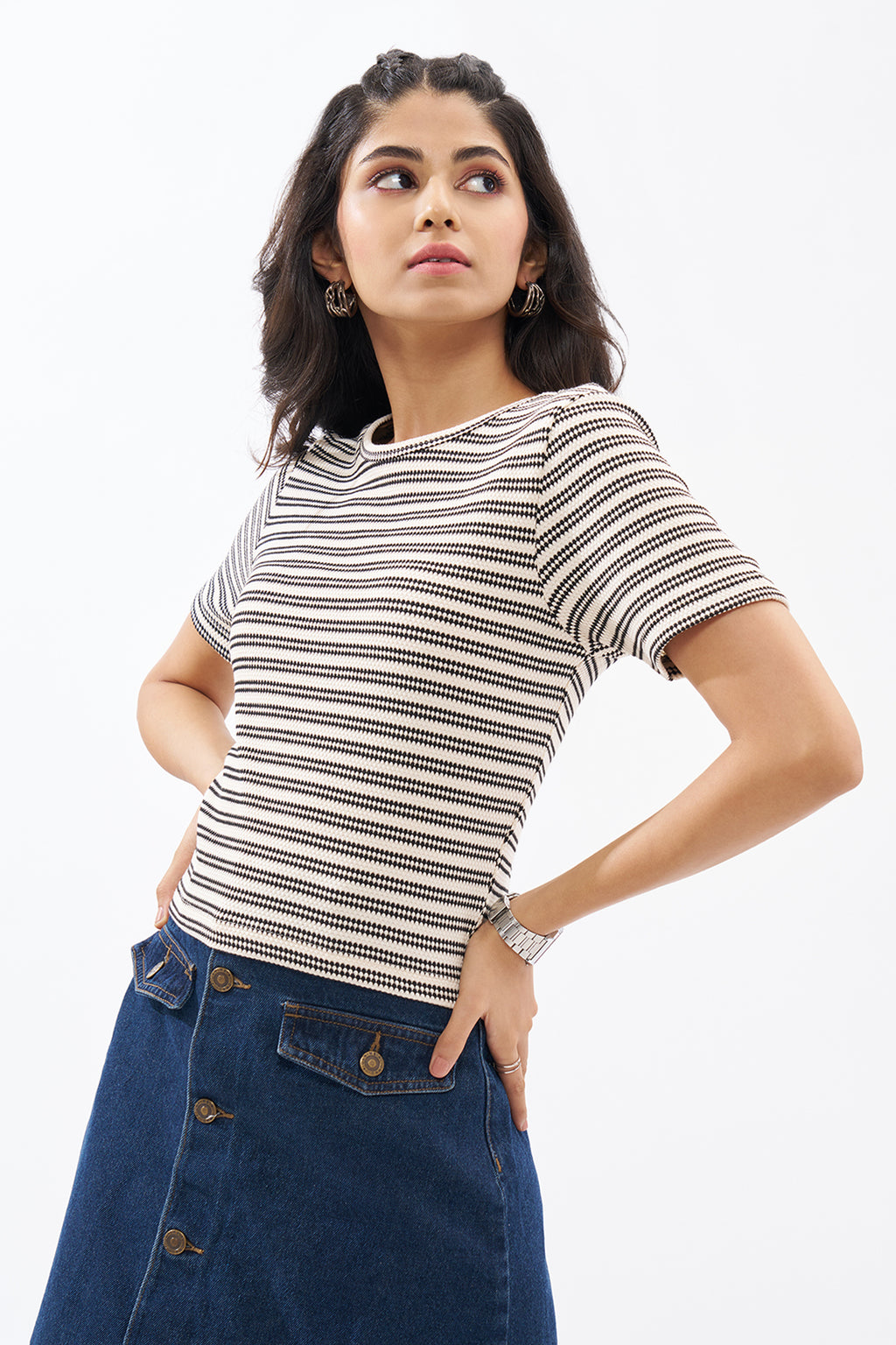 Black Striped Top for Women - Image 4