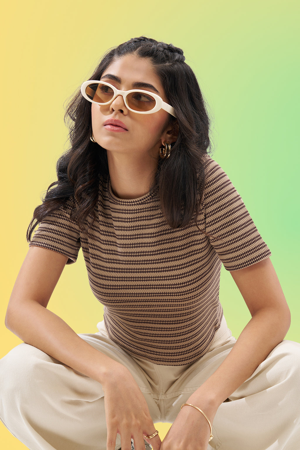 Brown Striped Top for Women - Image 1