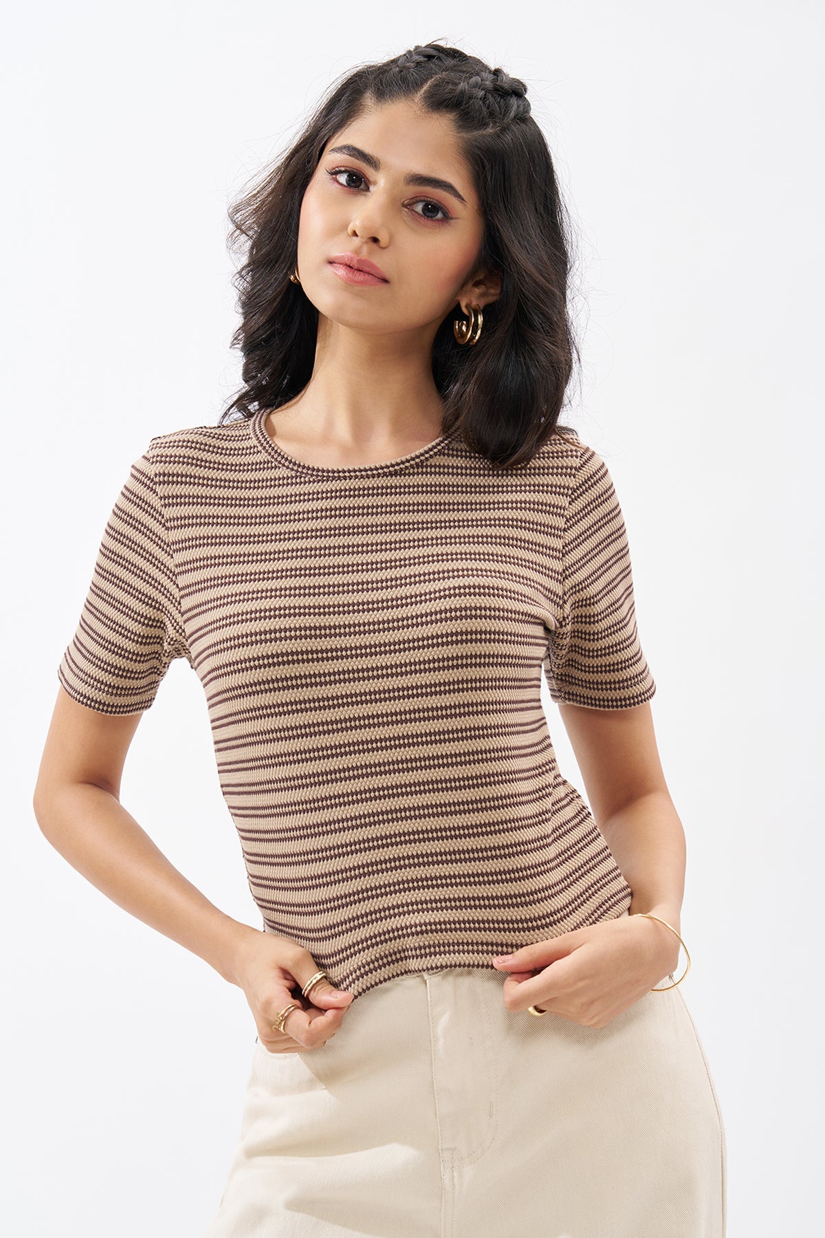 Brown Striped Top for Women - Image 2