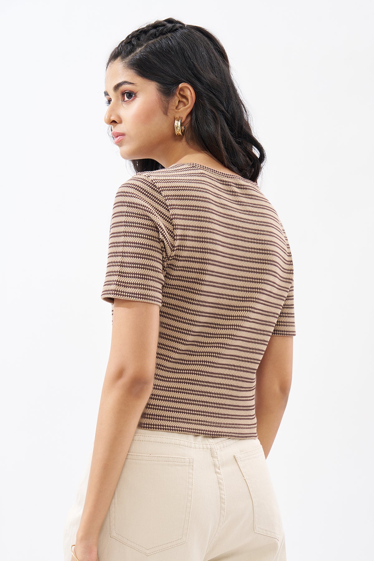Brown Striped Top for Women - Image 5