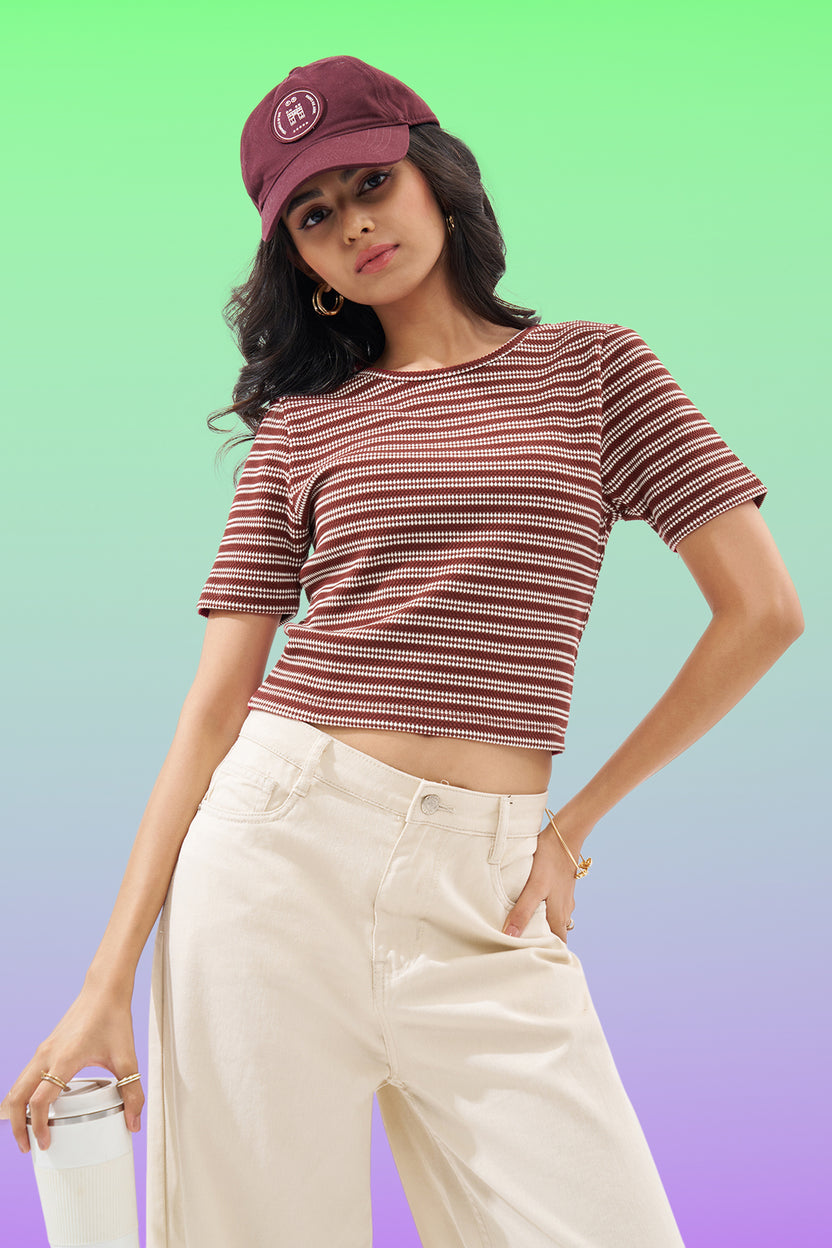 Red Striped Top for Women - Image 1