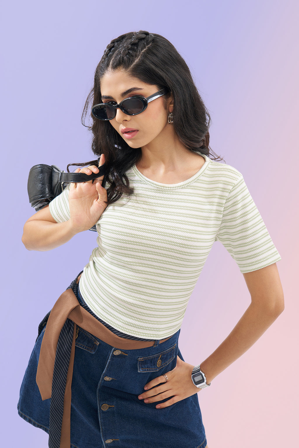 Mint Striped Top for Women - Image 1