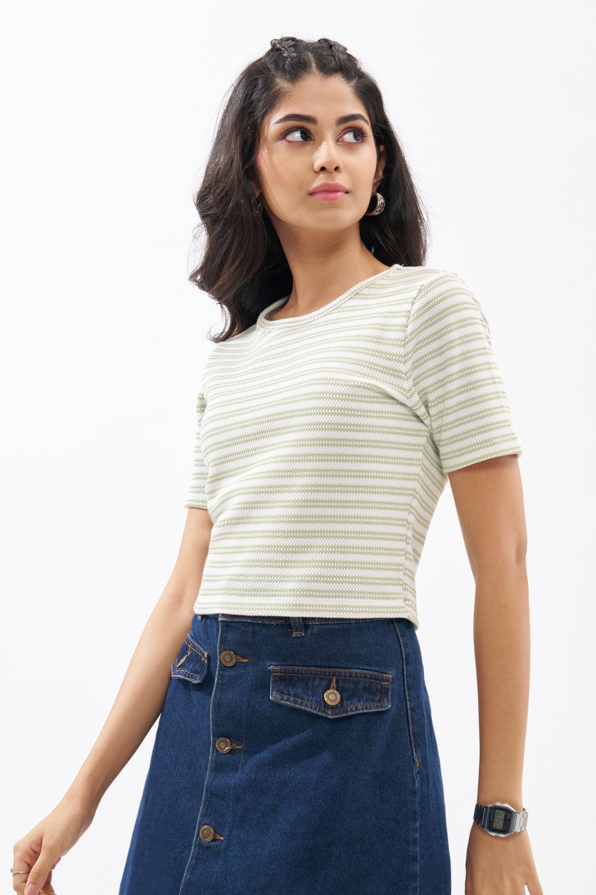 Mint Striped Top for Women - Image 4