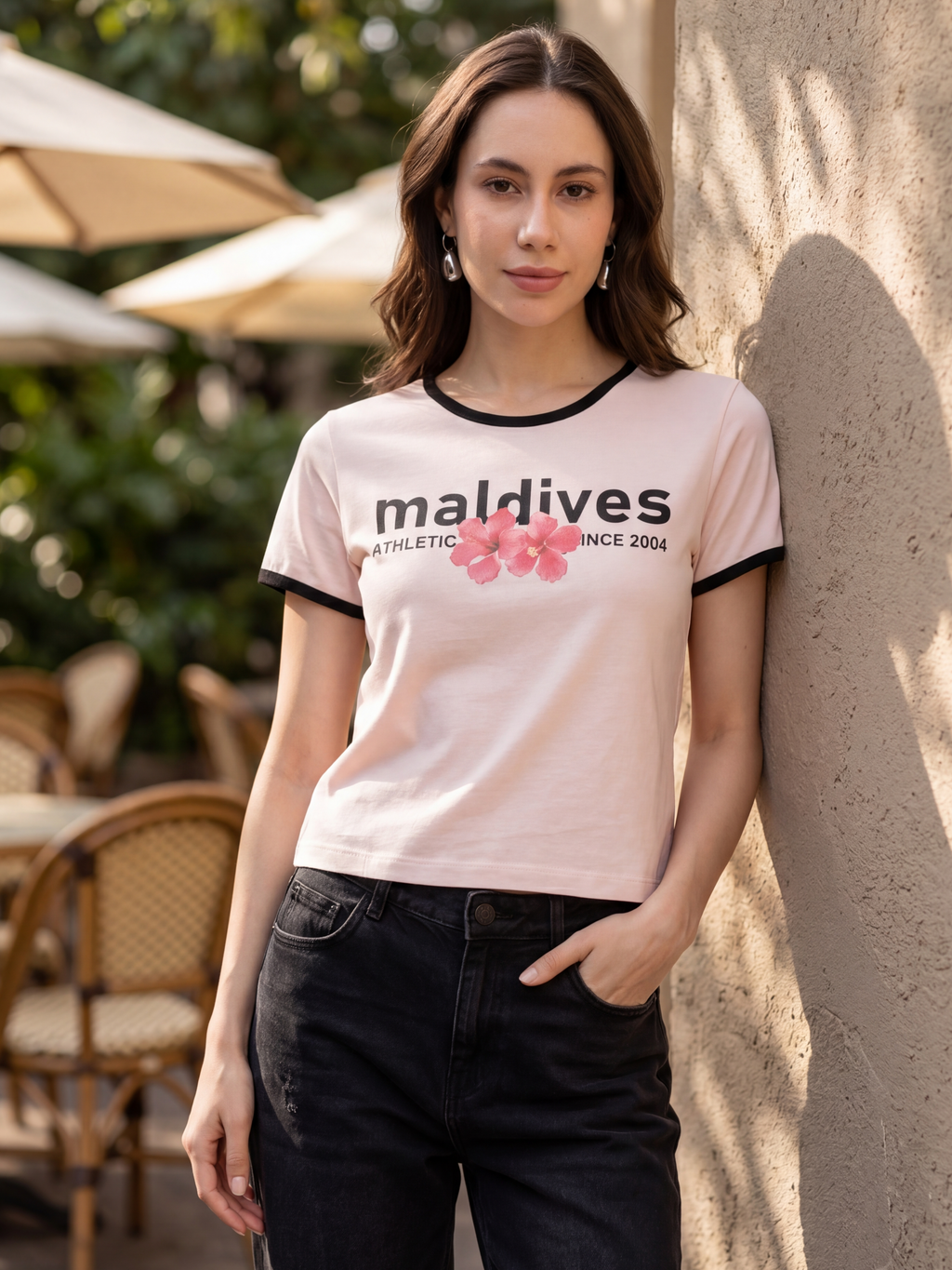 Pink Typographic Regular Fit T-Shirt for Women - Image 1