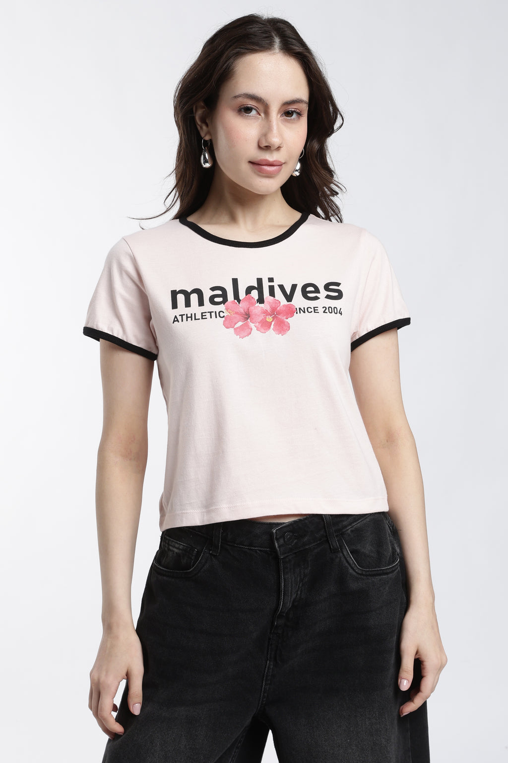 Pink Typographic Regular Fit T-Shirt for Women - Image 2