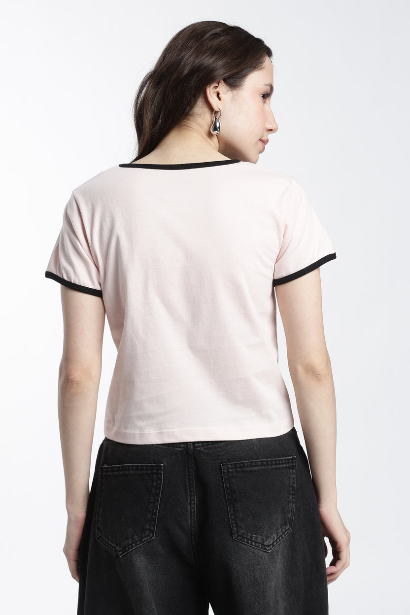 Pink Typographic Regular Fit T-Shirt for Women - Image 5