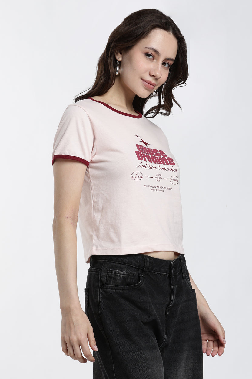 Beige Typographic Regular Fit T-Shirt For Women - Image 4