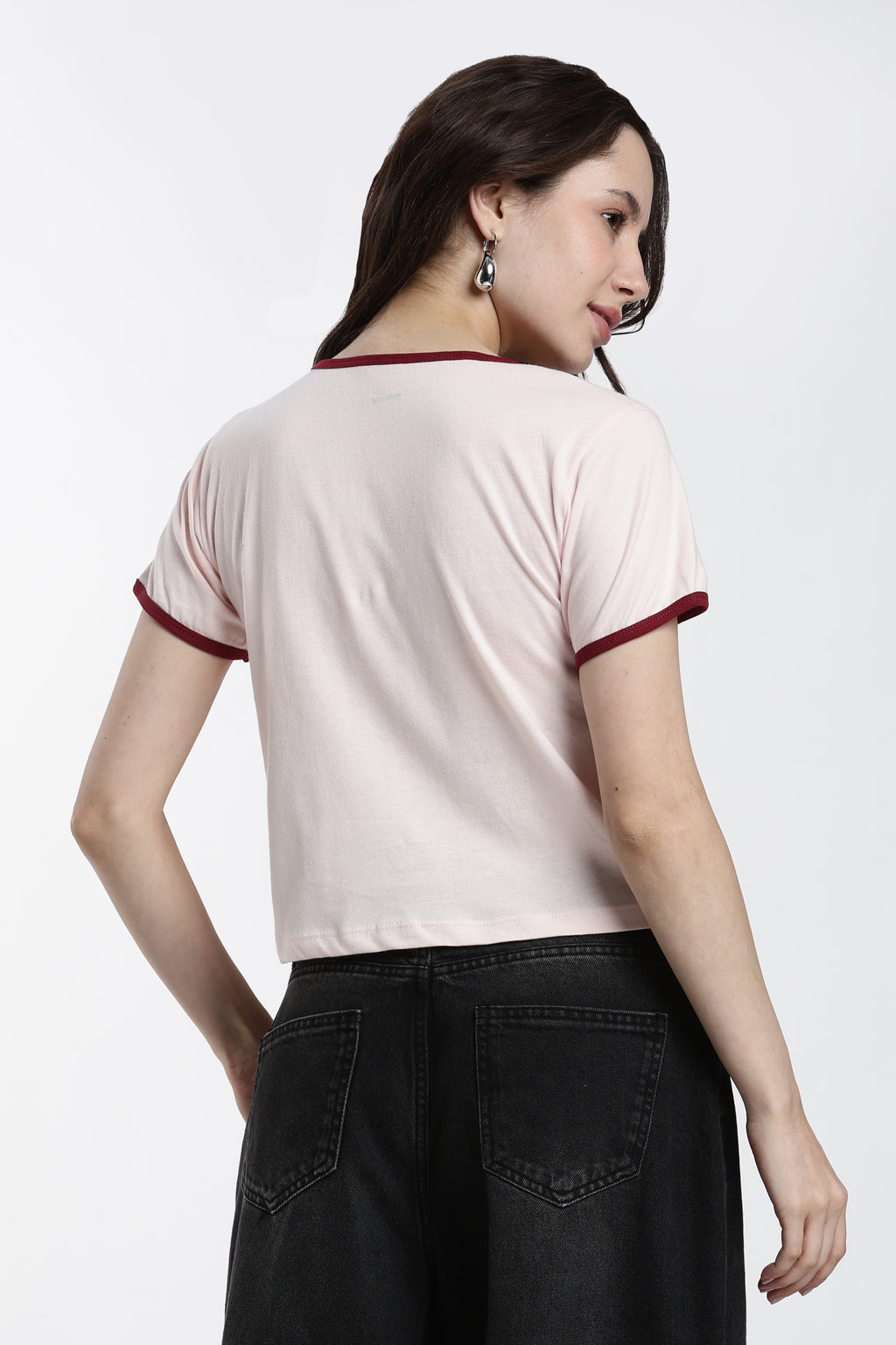 Beige Typographic Regular Fit T-Shirt for Women - Image 5