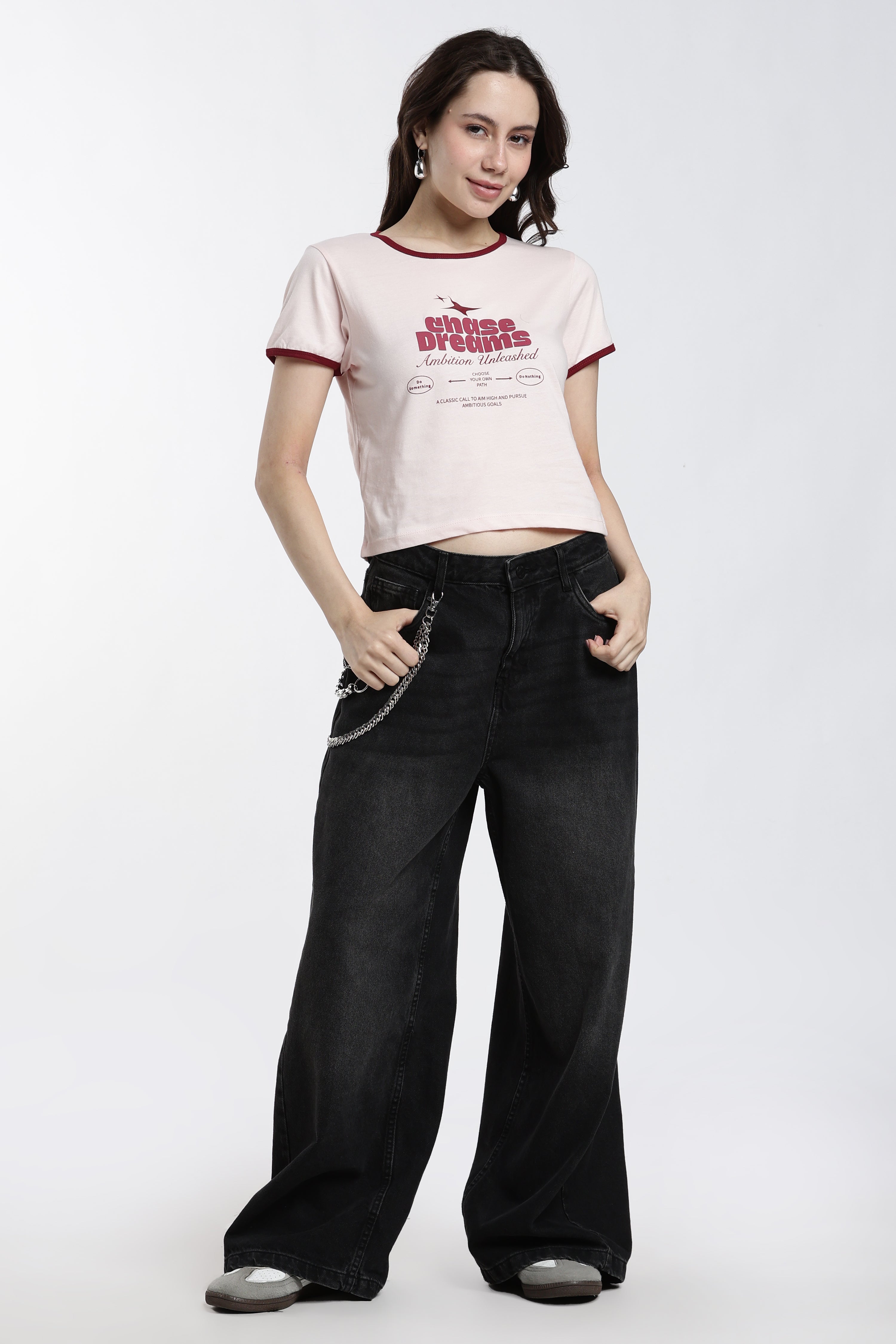 Beige Typographic Regular Fit T-Shirt for Women - Image 6