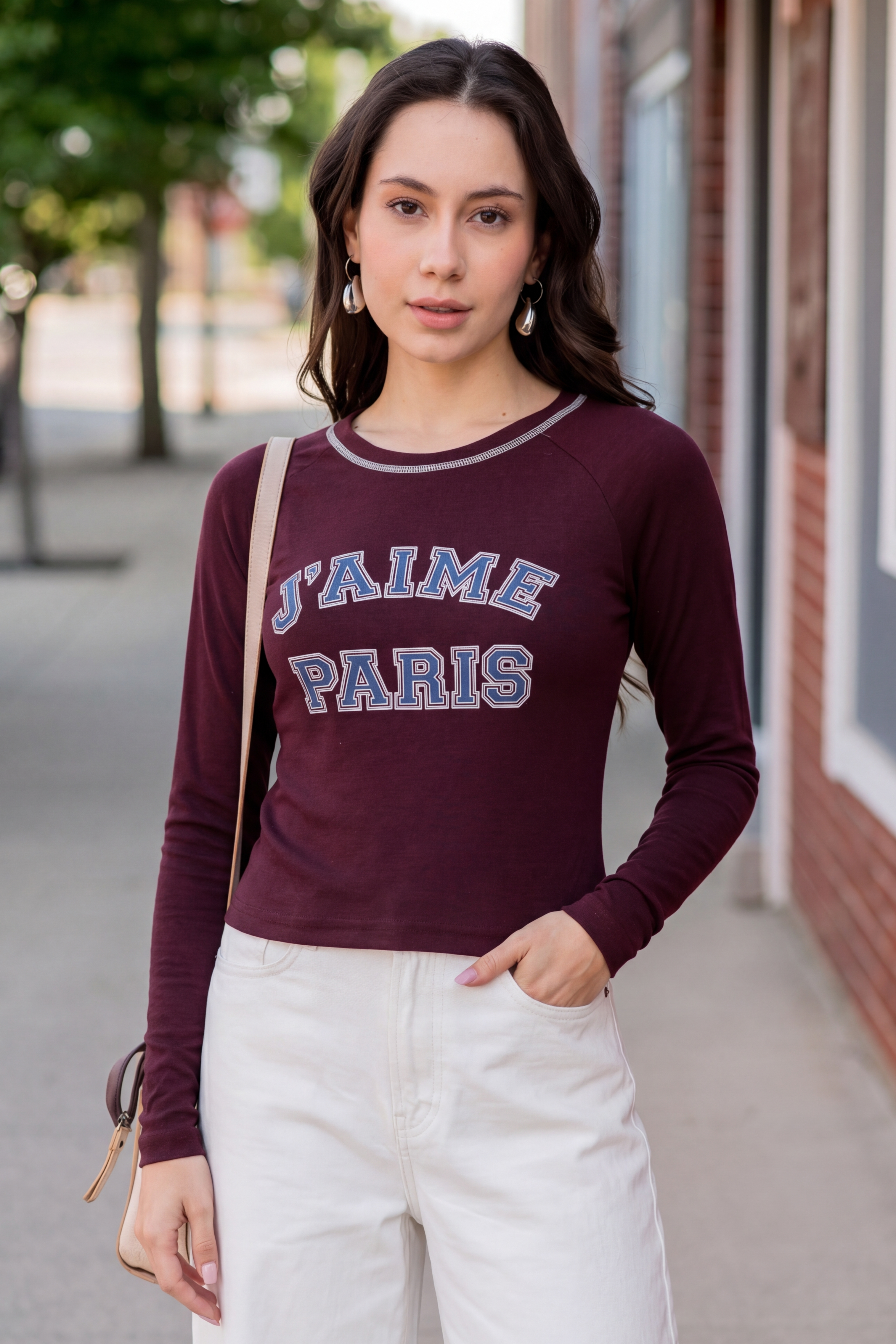 Maroon Typographic Regular Fit T-Shirt for Women - Image 1