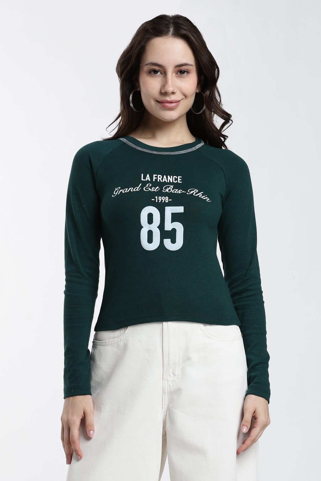 Green Typographic Regular Fit T-Shirt for Women - Image 2