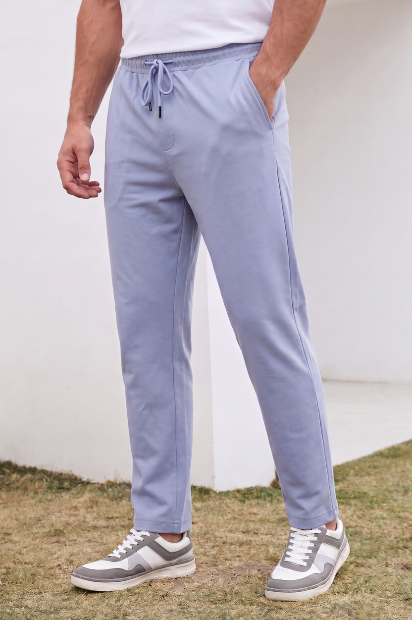 Light Blue 3 Pocketed Regular Fit Track Pant For Men - Image 1