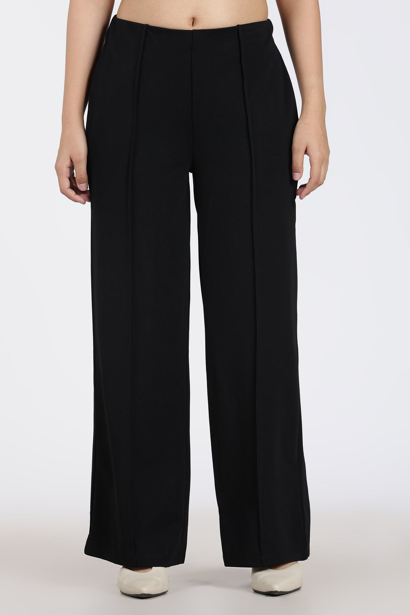 Black High Rise Regular Fit Trouser for Women - Image 2