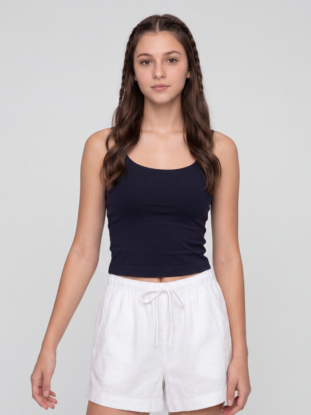 Navy Blue Basic Spaghetti Strap Camisole for Women - Image 2