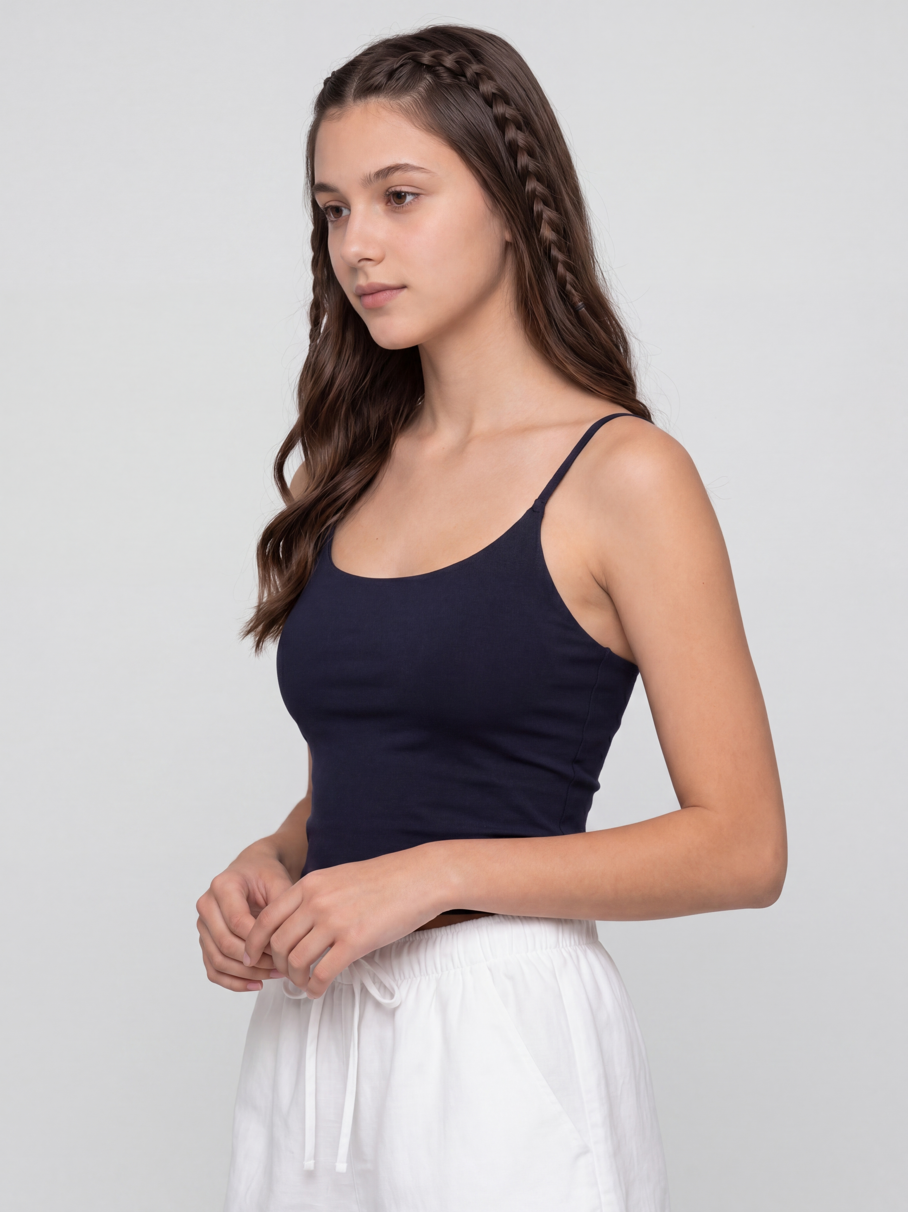 Navy Blue Basic Spaghetti Strap Camisole for Women - Image 4