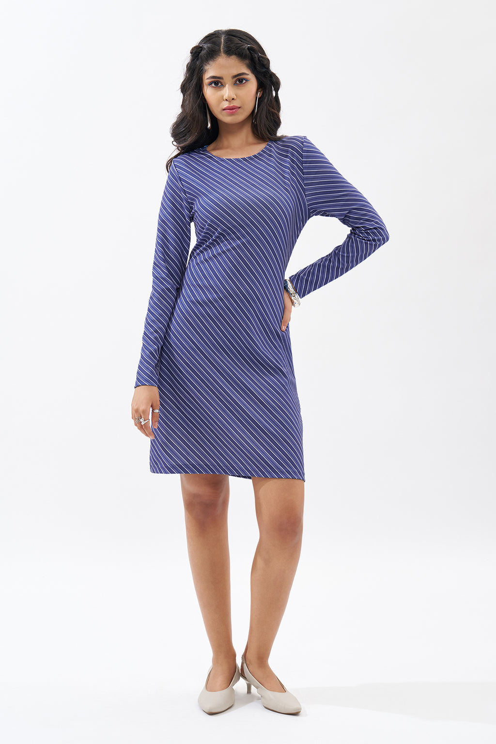 Blue Striped Dress for Women - Image 2