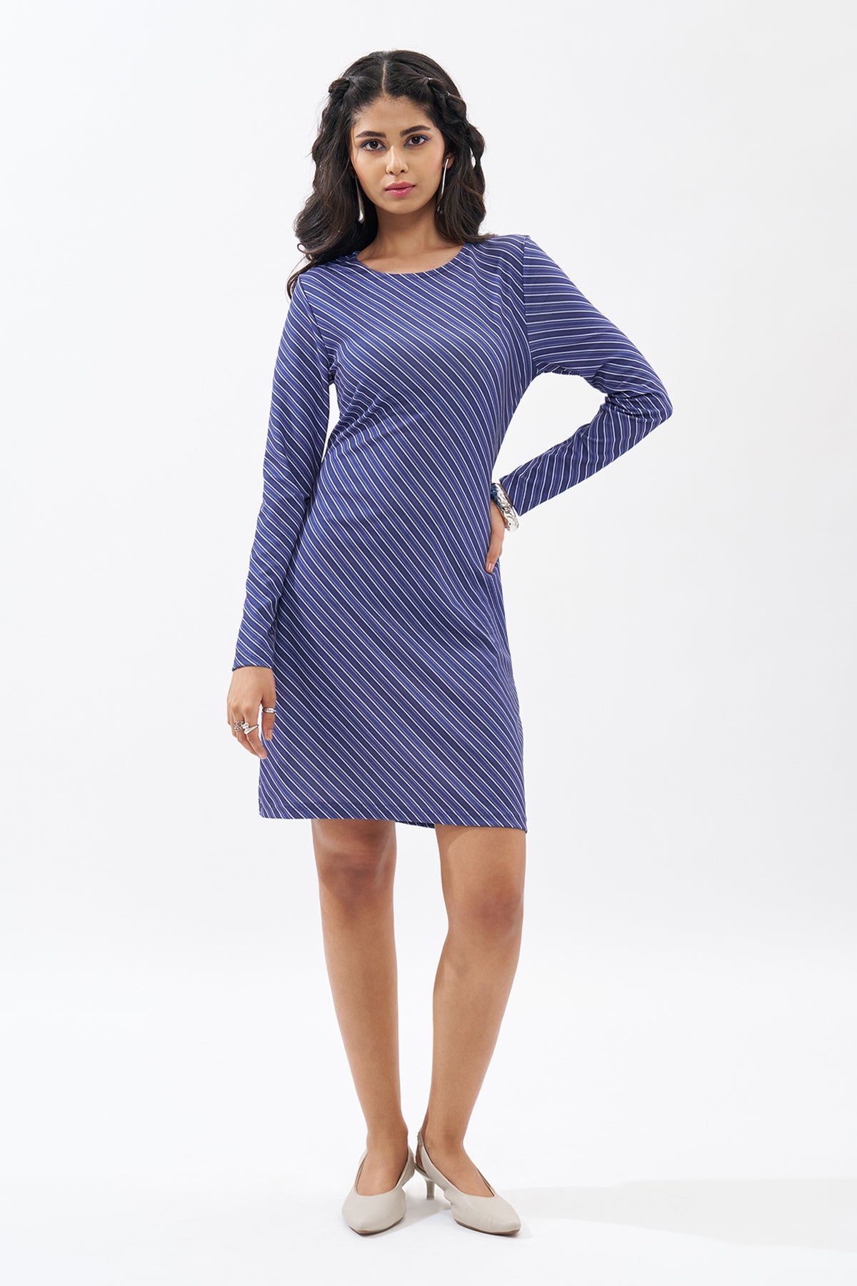 Blue Striped Dress for Women - Image 2