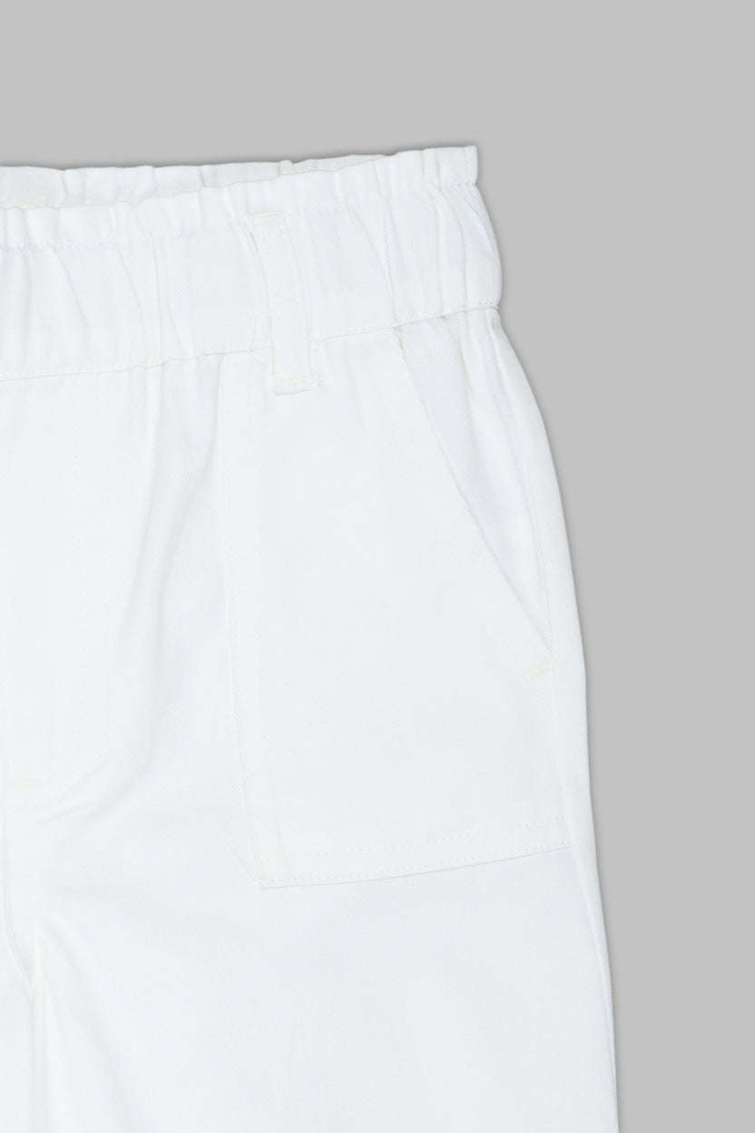 White Solid Regular Fit Pant For Girls - Image 3