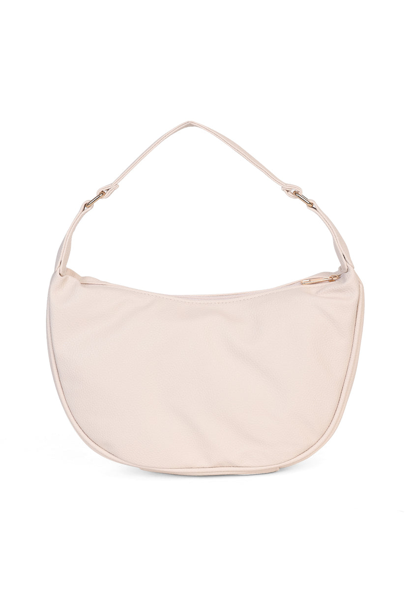 Cream Solid Shoulder Bag For Women - Image 2