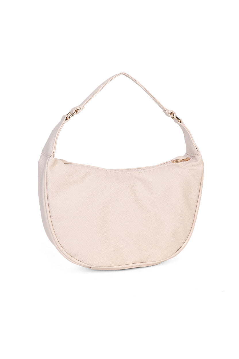 Cream Solid Shoulder Bag For Women - Image 3