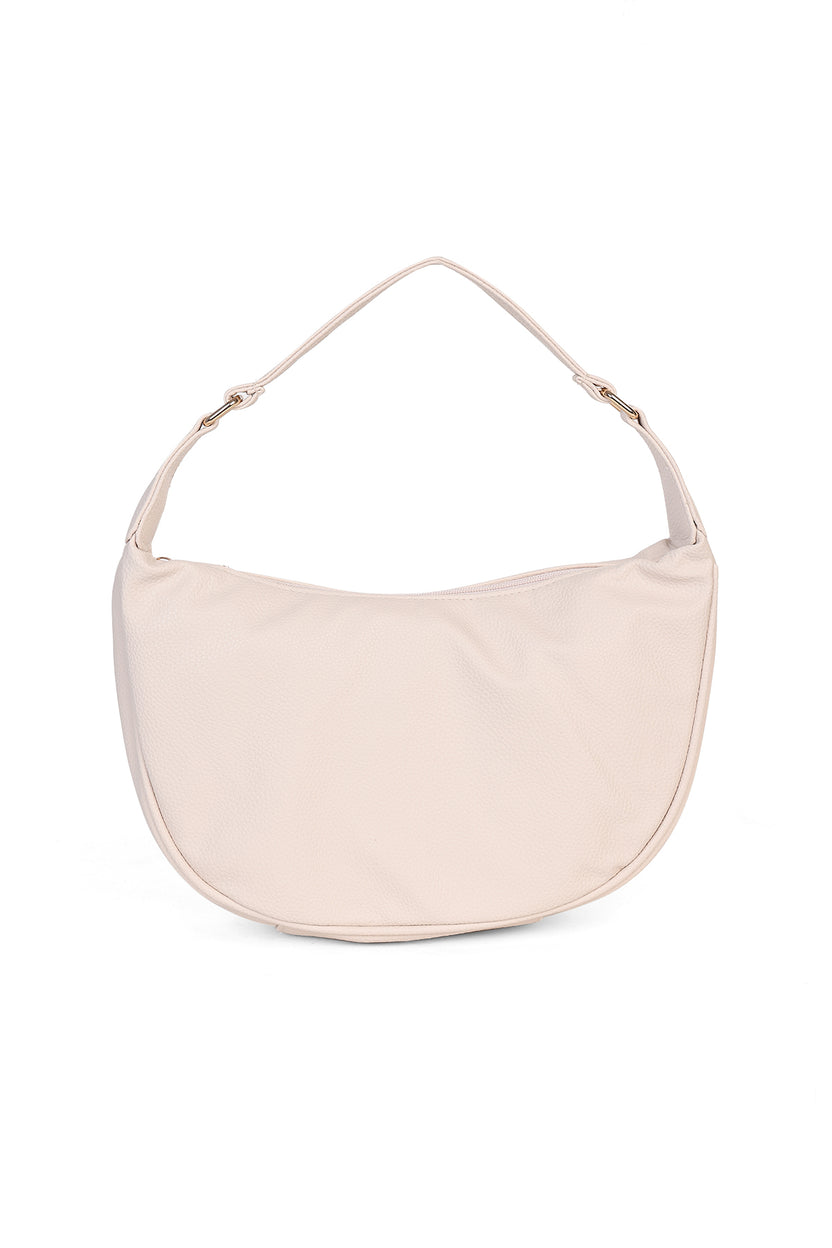 Cream Solid Shoulder Bag For Women - Image 5