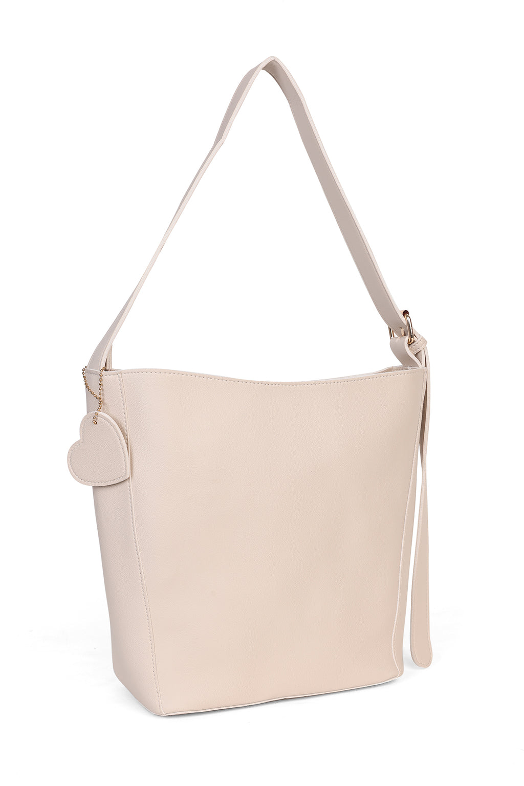 Beige Solid Tote Bag For Women - Image 3