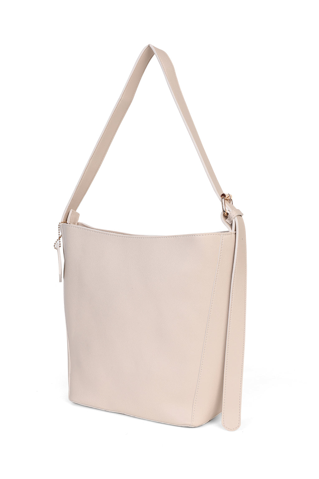 Beige Solid Tote Bag For Women - Image 4