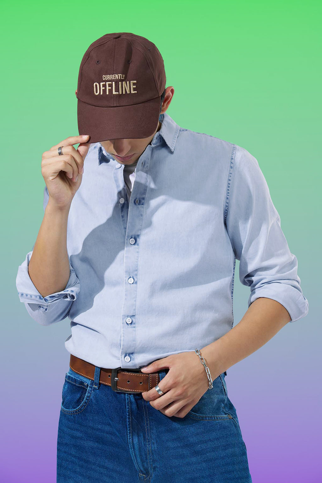 Light Blue Regular Fit Casual Shirt for Men - Image 1