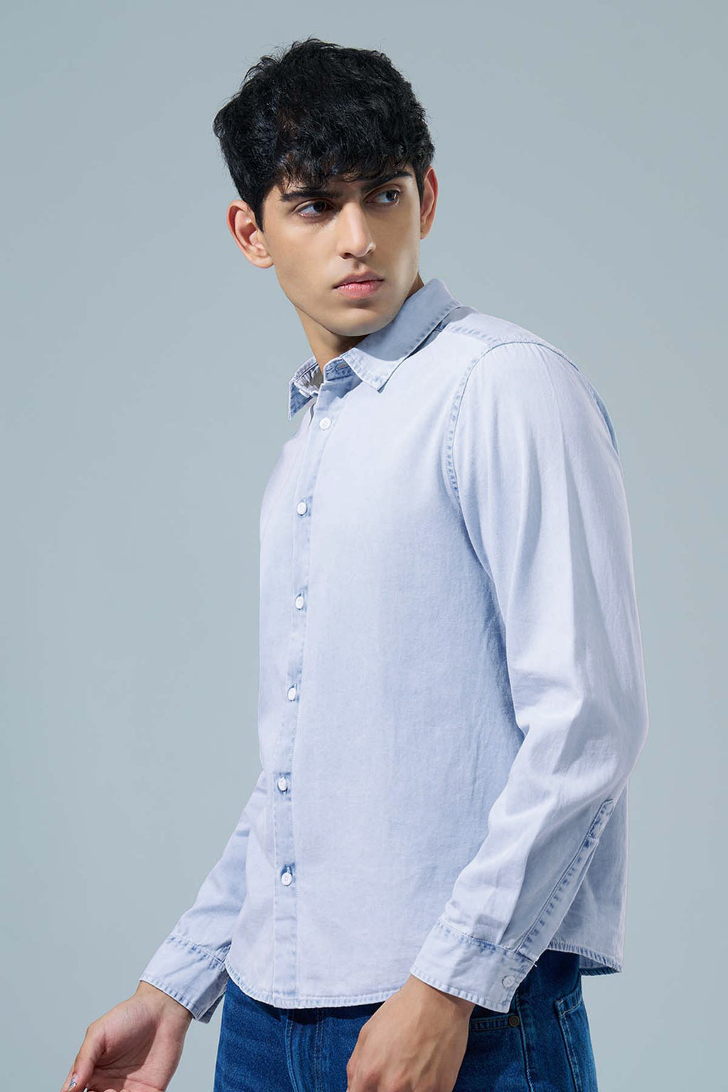Light Blue Regular Fit Casual Shirt for Men - Image 2