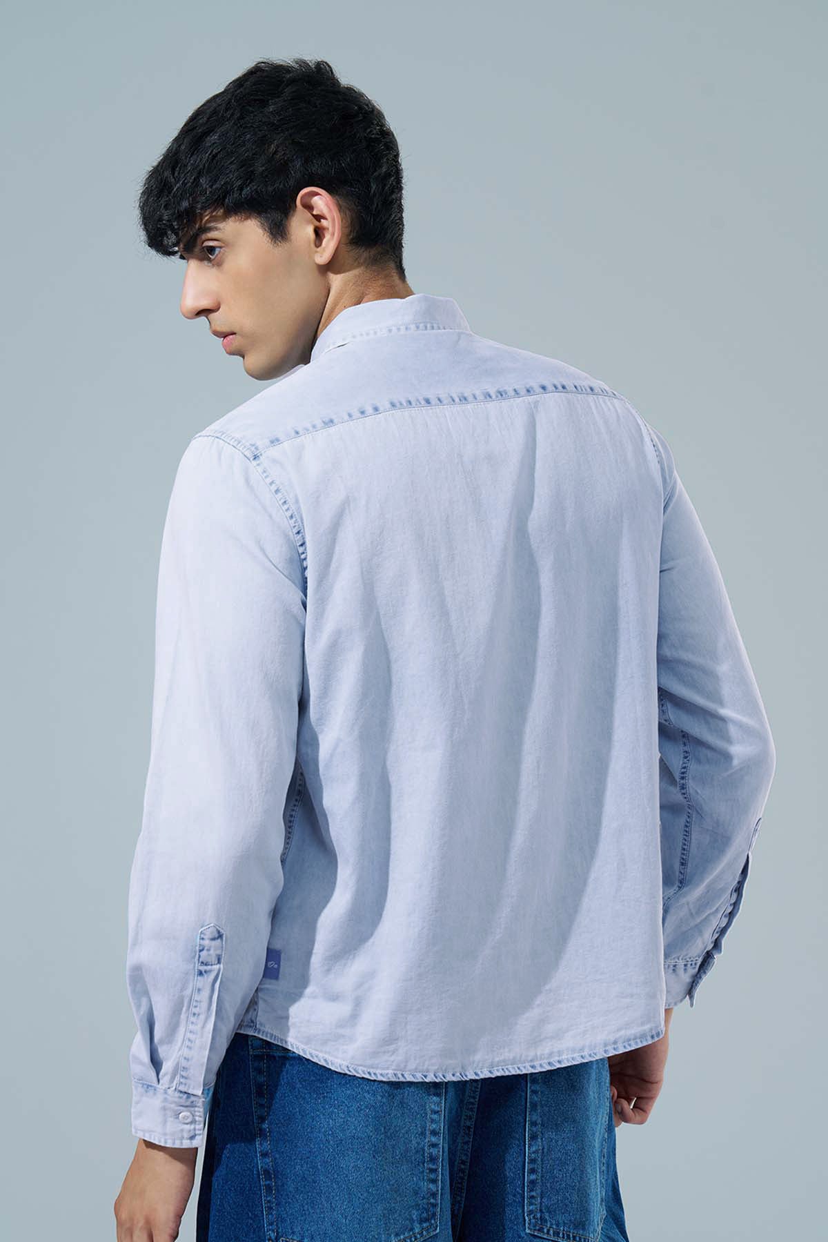 Light Blue Regular Fit Casual Shirt for Men - Image 4