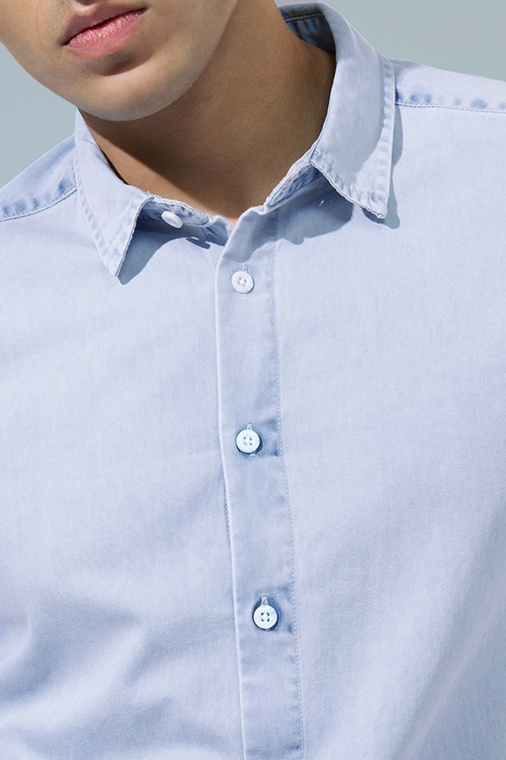 Light Blue Regular Fit Casual Shirt for Men - Image 5