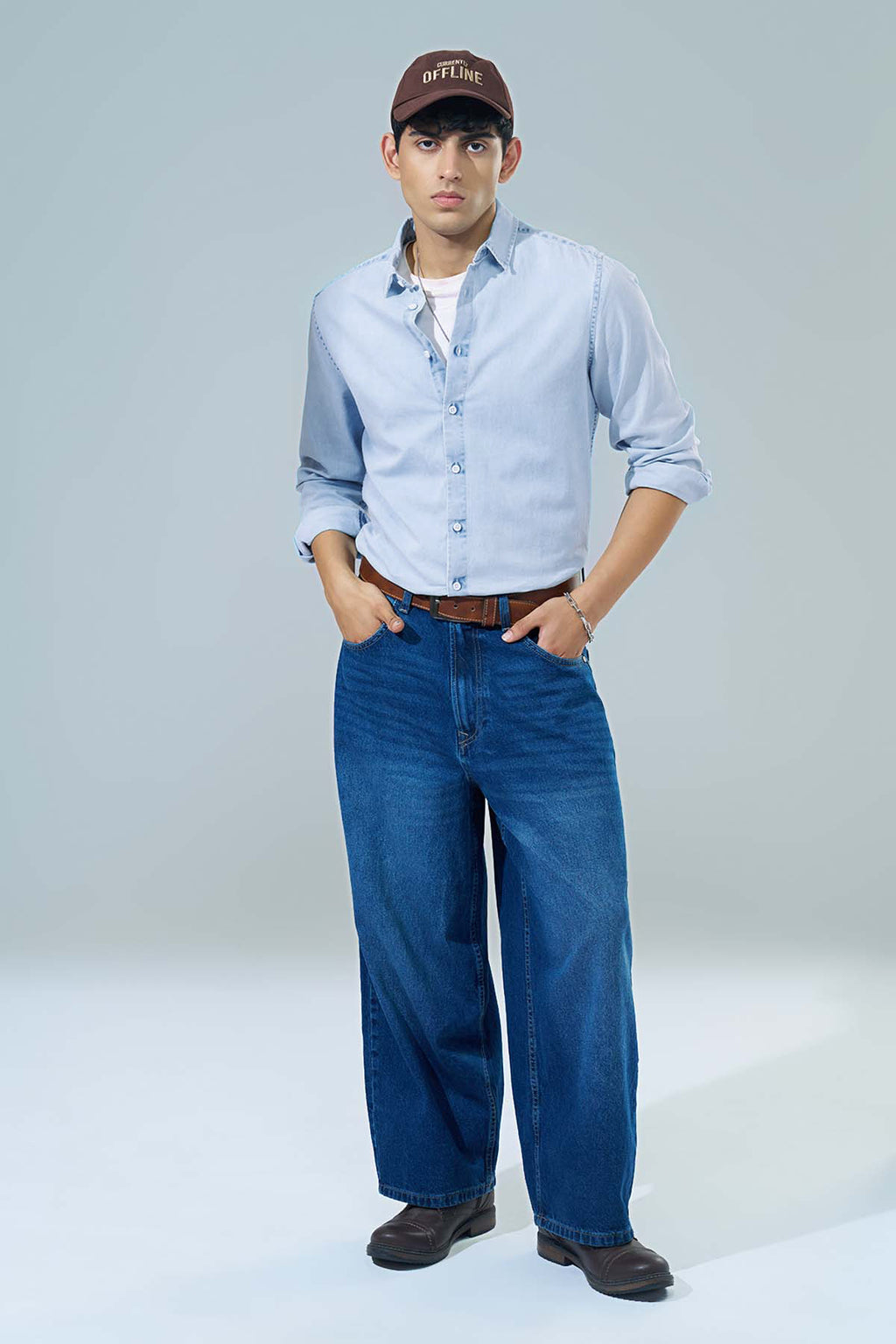 Light Blue Regular Fit Casual Shirt for Men - Image 6