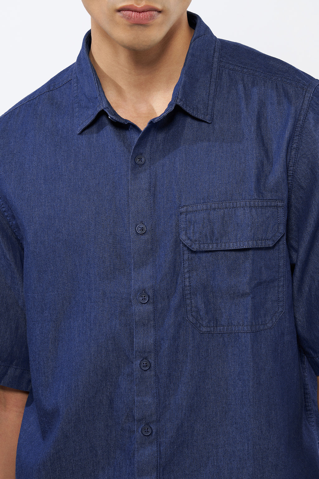 Blue Solid Oversized Fit Shirt for Men - Image 3