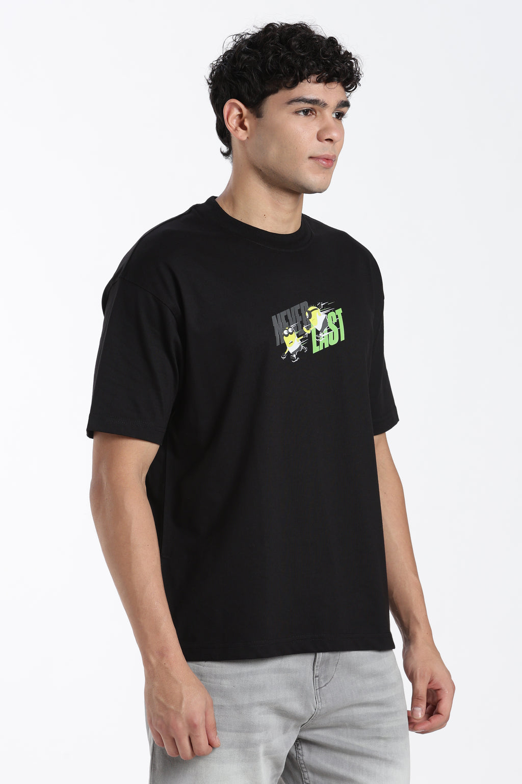 Black Graphic Oversized Fit T-Shirt for Men - Image 4