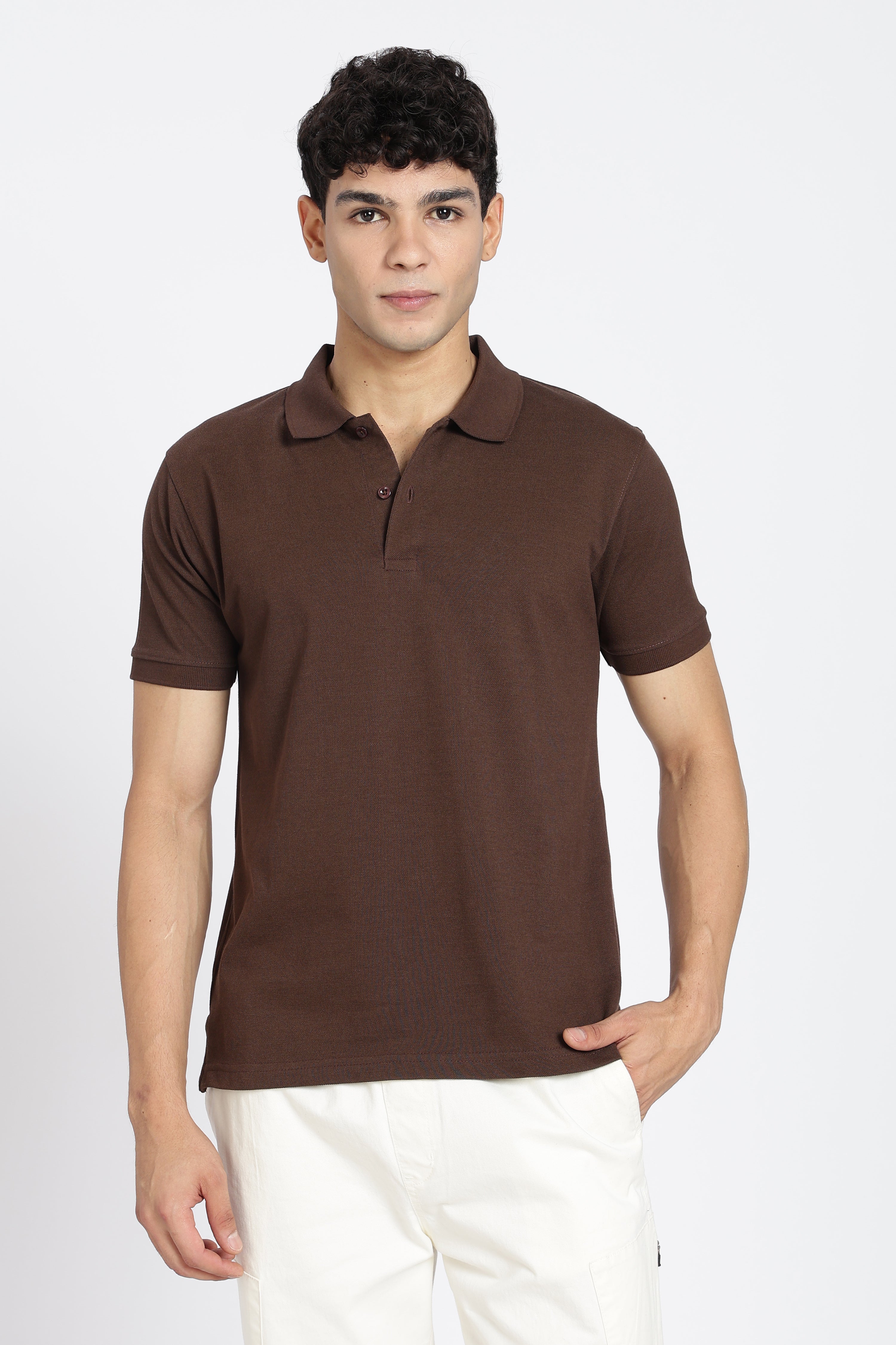 Chocolate Everyday Essentials Regular Fit Polo T-Shirt for Men - Image 2