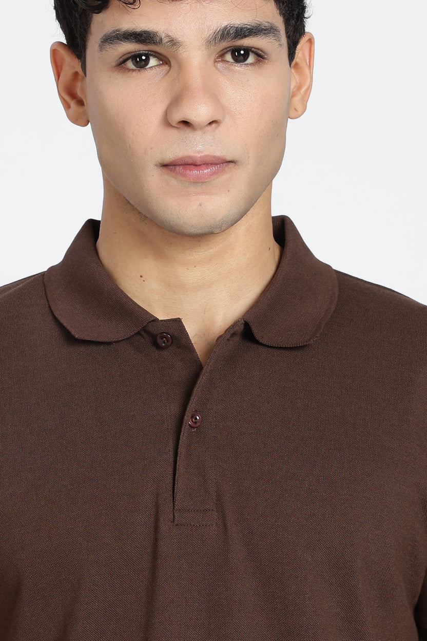 Chocolate Everyday Essentials Regular Fit Polo T-Shirt For Men - Image 3