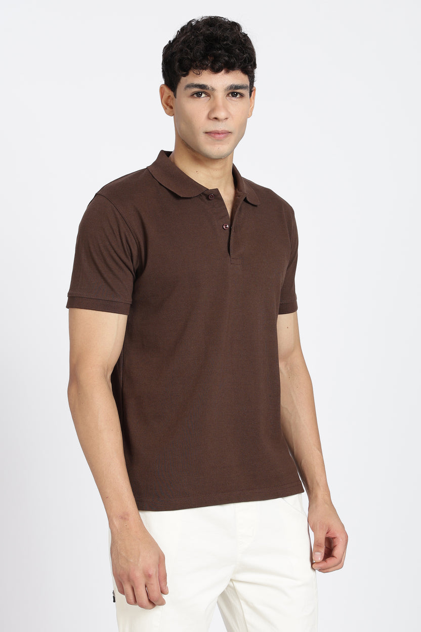 Chocolate Everyday Essentials Regular Fit Polo T-Shirt For Men - Image 4