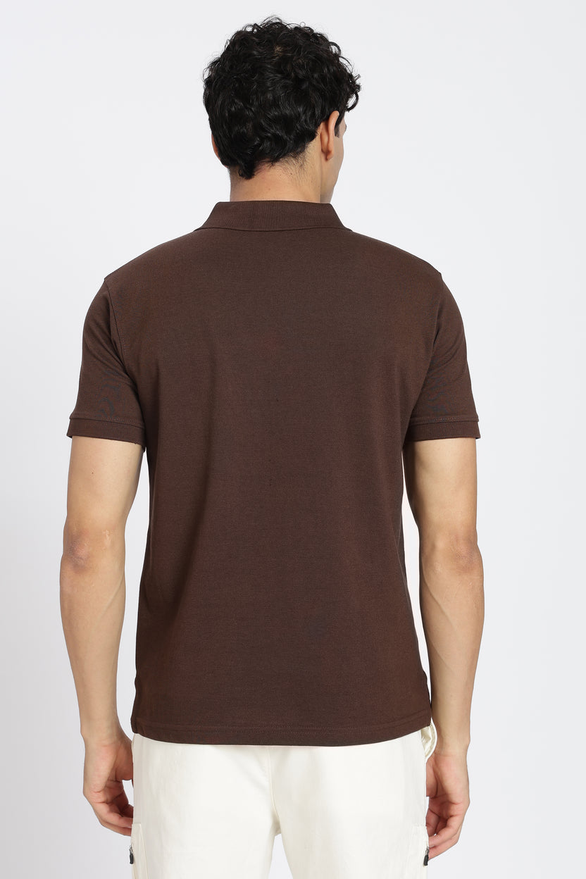 Chocolate Everyday Essentials Regular Fit Polo T-Shirt For Men - Image 5