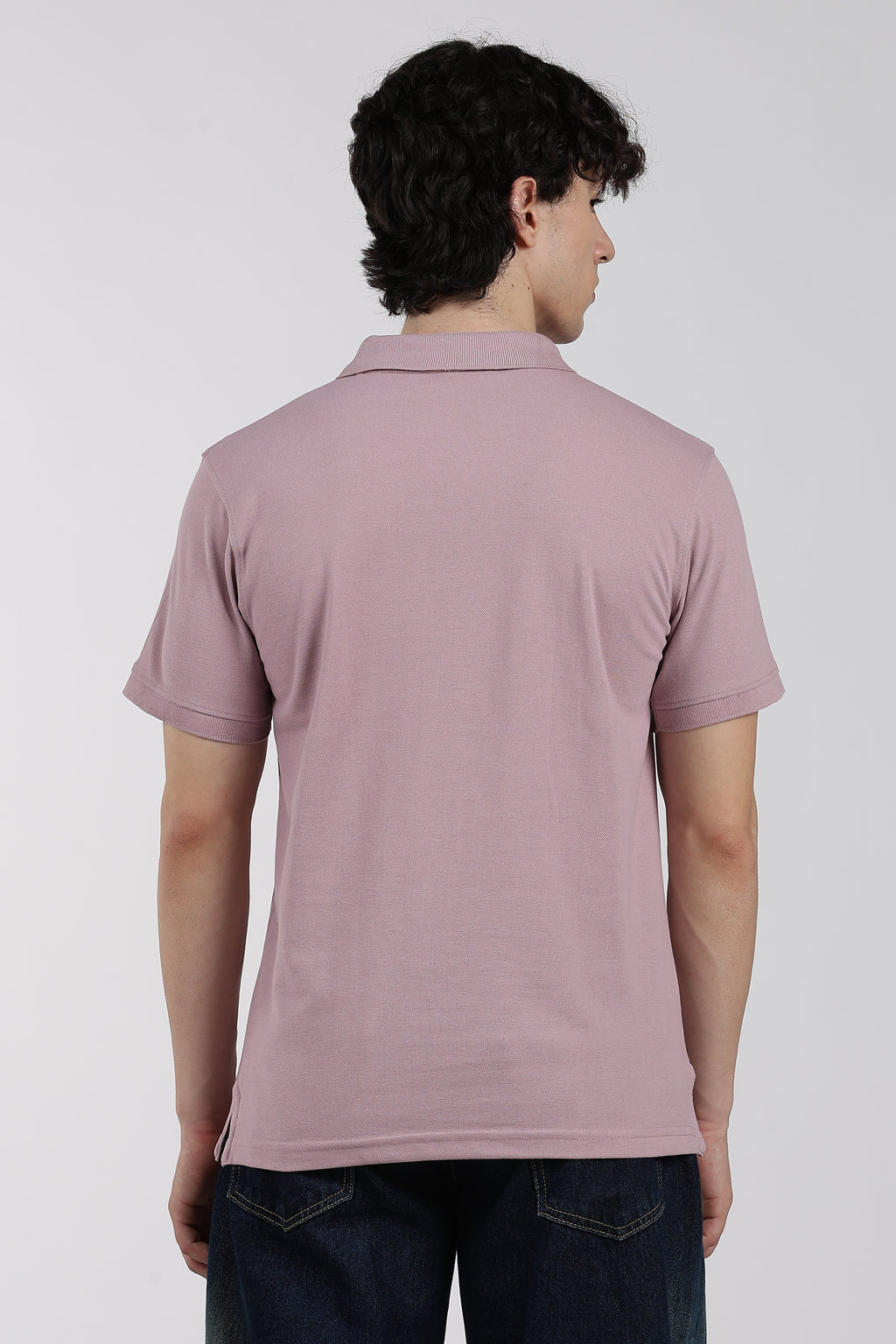 Mauve Solid Regular Fit Polo T-Shirt for Men - Image 5