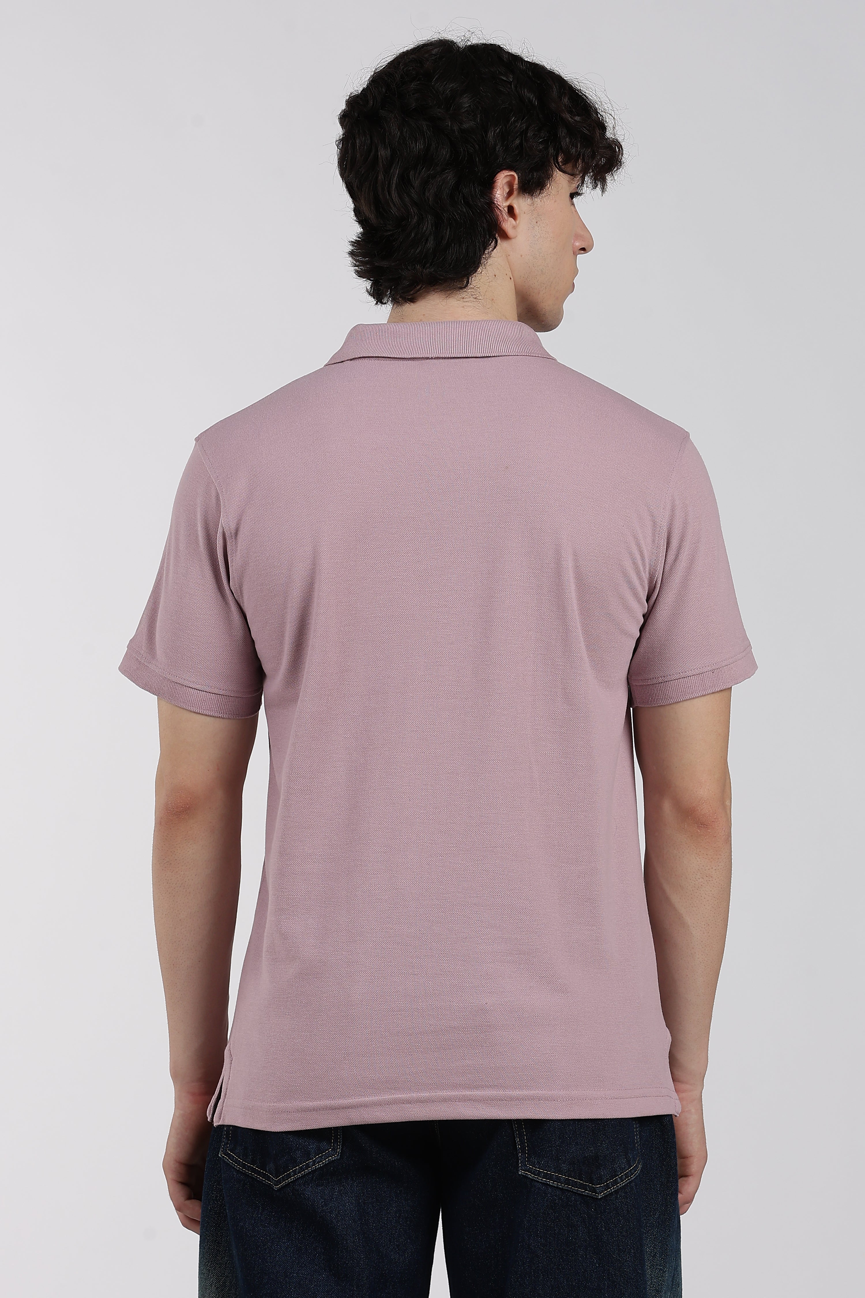 Mauve Solid Regular Fit Polo T-Shirt for Men - Image 5