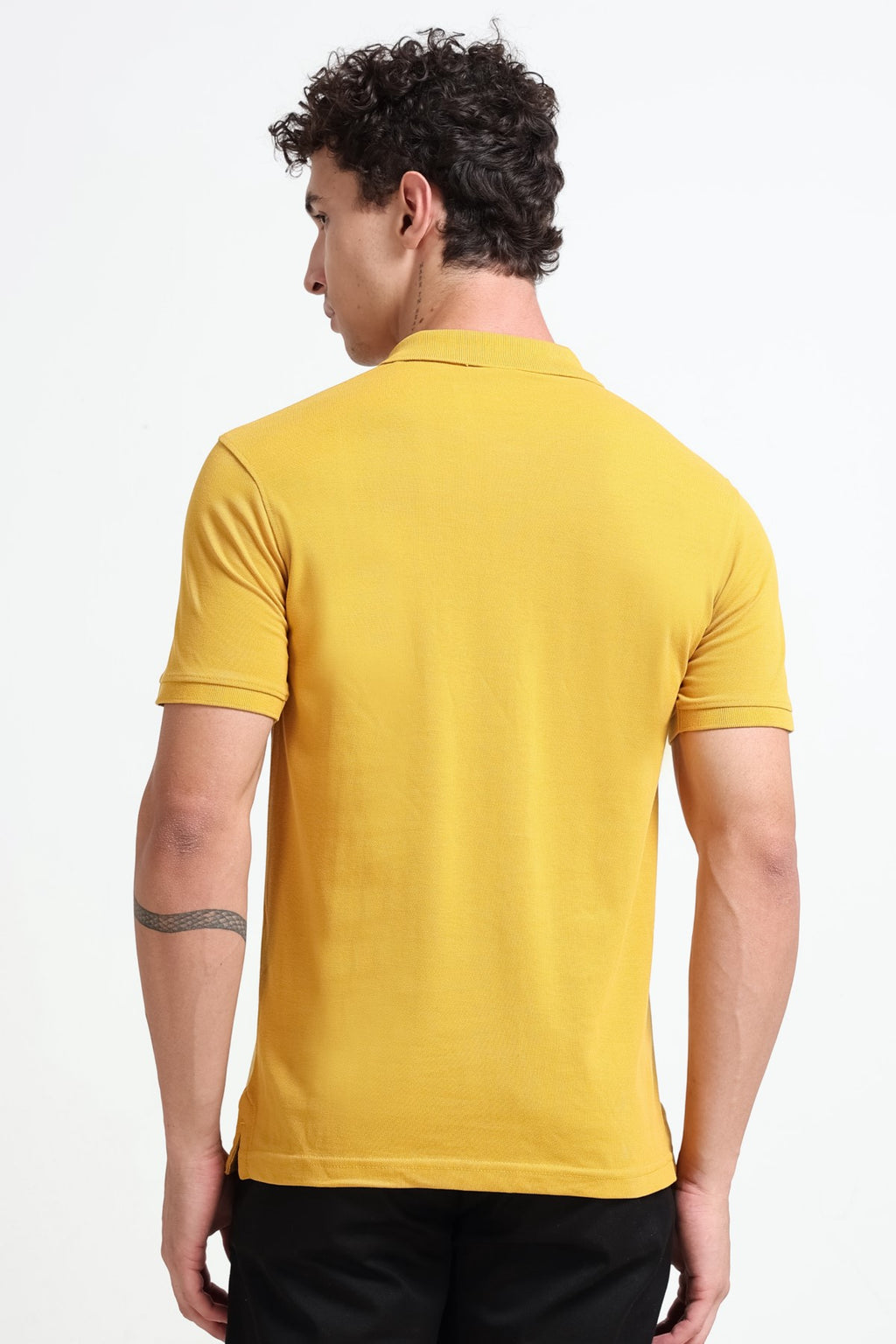 Yellow Solid Regular Fit Polo T-Shirt for Men - Image 5